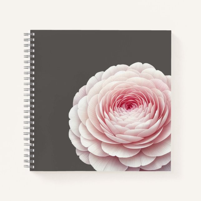Cuaderno Elegante Flor Botánica de Tinte Carbón Cálido (Anverso)