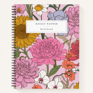 Cuaderno Elegante Flor Botánico Chic Floral Colorido