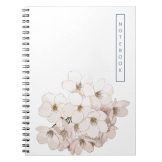 Cuaderno Elegante Flor de Acuarela Blanca 