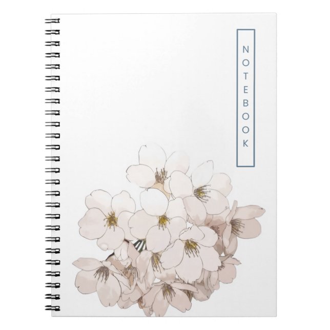 Cuaderno Elegante Flor de Acuarela Blanca  (Frente)