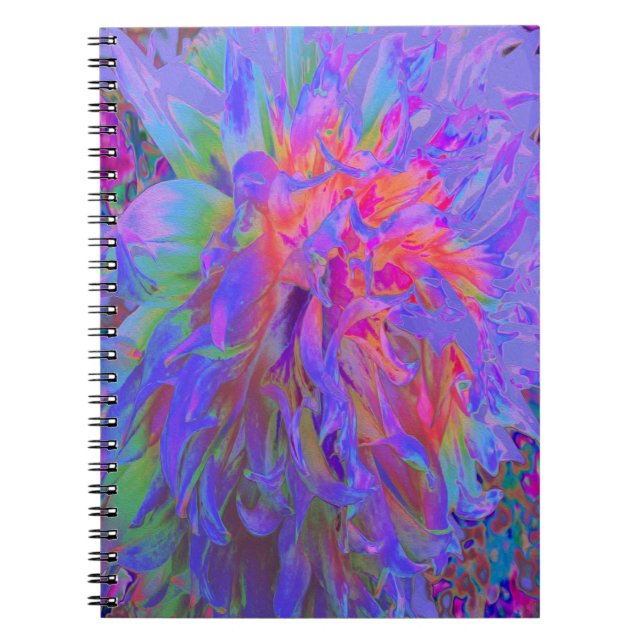 Cuaderno Elegante Flor de Dalia Decorativa Psicodélica (Frente)