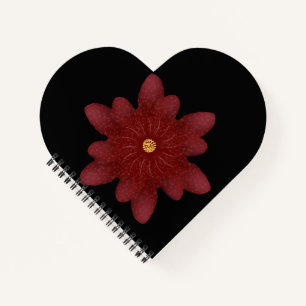 Cuaderno Elegante Flor de Terciopelo Rojo sobre Negro Flo