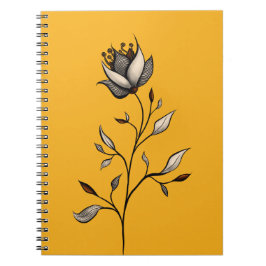 Cuaderno Elegante Flor Decorativa Abstracto Arte