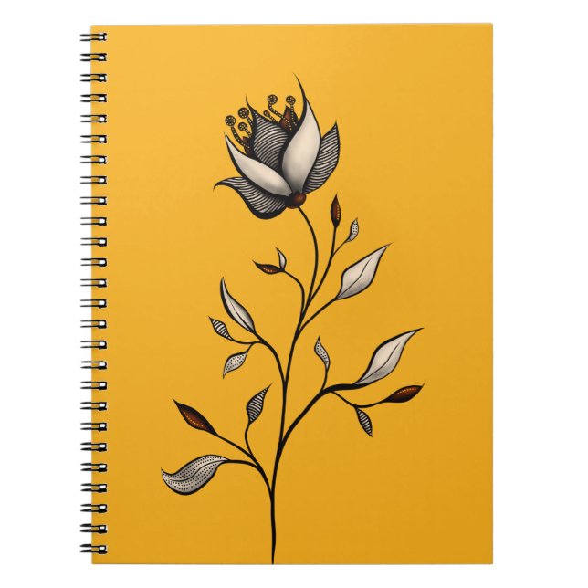 Cuaderno Elegante Flor Decorativa Abstracto Arte (Frente)