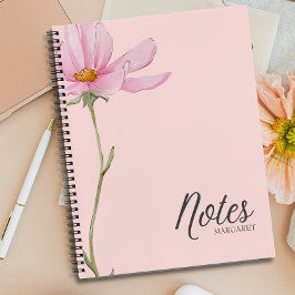 Cuaderno Elegante Flor Rosa Boho Minimalismo Elegante