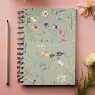 Cuaderno Elegante Flor Silvestre Floral Personalizado