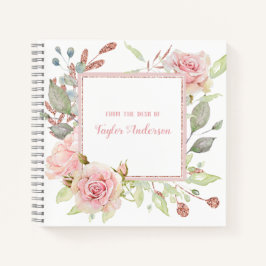 Cuaderno Elegante Flora rosa rosa rosa de época personaliza
