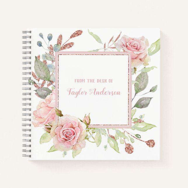 Cuaderno Elegante Flora rosa rosa rosa de época personaliza (Anverso)