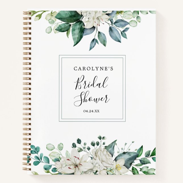 Cuaderno Elegante Floral Acuarela Blanca  (Anverso)