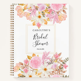 Cuaderno Elegante Floral Acuarela Blanco y Rosa 