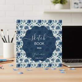 Cuaderno Elegante Floral Azul