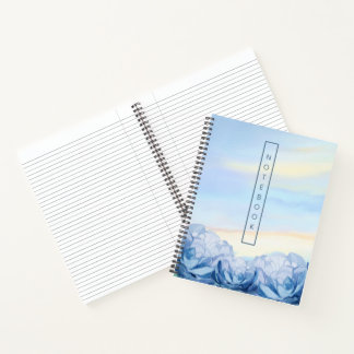 Cuaderno Elegante Floral Azul Acuarela 