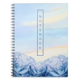 Cuaderno Elegante Floral Azul Acuarela