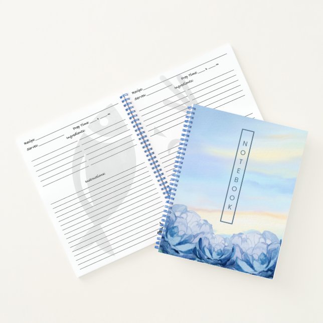 Cuaderno Elegante Floral Azul Acuarela  (Interior)