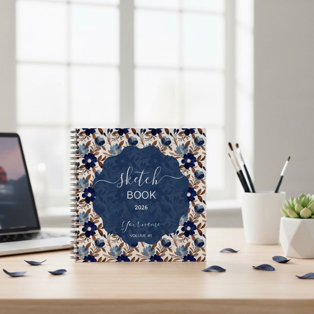 Cuaderno Elegante Floral Azul Marino (Subido por el creador)