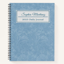 Cuaderno Elegante Floral Azul Polvo | Espiral Personalizada