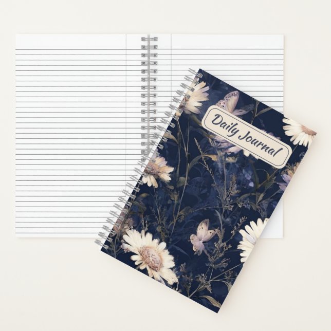 Cuaderno Elegante Floral blanca y acuarela de mariposa | iP (Interior)
