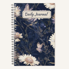 Cuaderno Elegante Floral blanca y acuarela de mariposa | iP