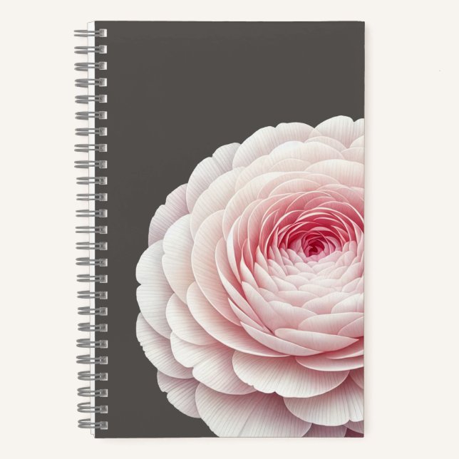 Cuaderno Elegante Floral Botánico de Rubor Carbón Cálido (Anverso)