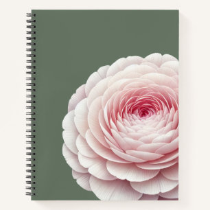 Cuaderno Elegante Floral Botánico Verde Salvia Tono Rosado