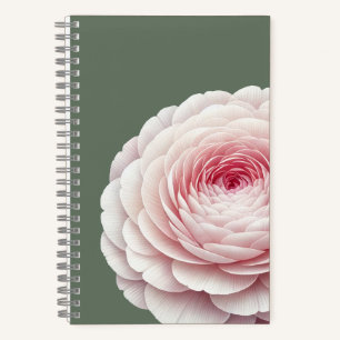Cuaderno Elegante Floral Botánico Verde Salvia Tono Rosado