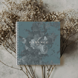 Cuaderno Elegante floral chic rústico vintage verde año nue