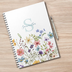 Cuaderno Elegante Floral de Flor Silvestre Personalizada