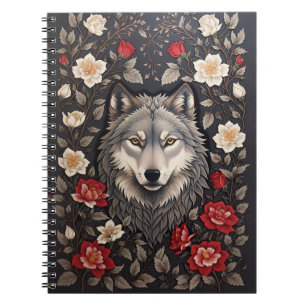 Cuaderno Elegante Floral de Lobo Gris