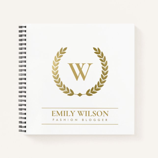 CUADERNO ELEGANTE FLORAL DE ORO LAUREL WREATER MONOGRAM INI (Anverso)