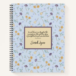 Cuaderno Elegante floral de patrón amarillo y púrpura