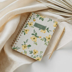 Cuaderno Elegante Floral de Pétalos Amarillos y Beis