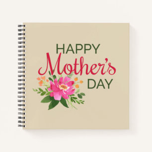 Cuaderno Elegante Floral feliz Día de la Madre Portátil