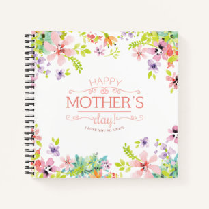 Cuaderno Elegante Floral feliz Día de la Madre Portátil