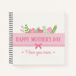 Cuaderno Elegante Floral feliz Día de la Madre   Portátil