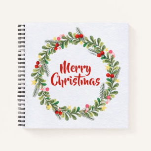 Cuaderno Elegante Floral Feliz Navidad Portátil