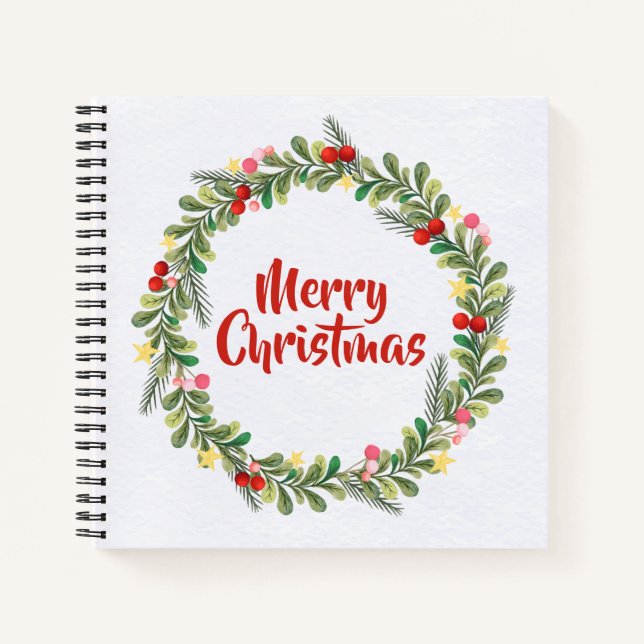 Cuaderno Elegante Floral Feliz Navidad | Portátil (Anverso)