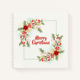 Cuaderno Elegante Floral Feliz Navidad | Portátil