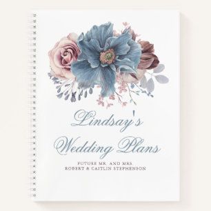 Cuaderno Elegante floral floral azul y malva