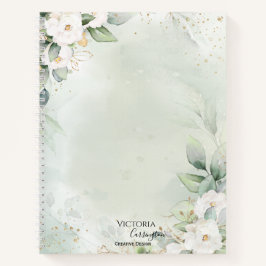 Cuaderno Elegante Floral Gold Green Business