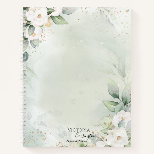 Cuaderno Elegante Floral Gold Green Business (Anverso)