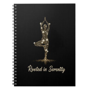 Cuaderno Elegante Floral Postura del Árbol de Yoga Arraig