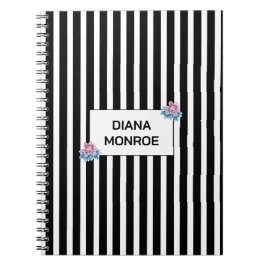 Cuaderno Elegante floral rayado moderno personalizado 