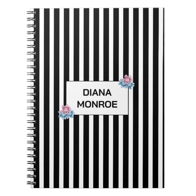 Cuaderno Elegante floral rayado moderno personalizado  (Frente)