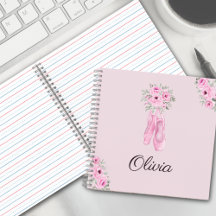 Elegante Floral Rosa Bailarina Nombre Personalizad
