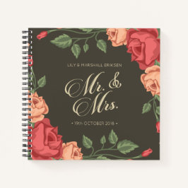 Cuaderno Elegante Floral Sr. y Sra. Boda Guestbook Notebook