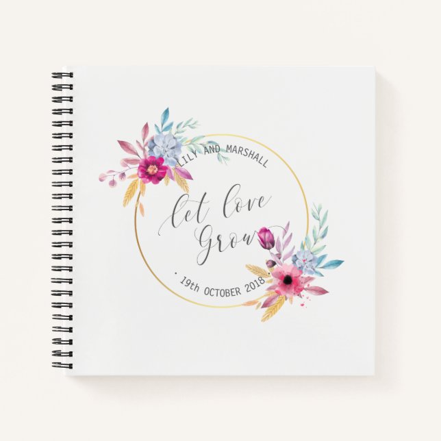 Cuaderno Elegante Floral Sr. y Sra. Boda Guestbook Notebook (Anverso)