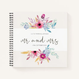 Cuaderno Elegante Floral Sr. y Sra. Boda Guestbook Notebook
