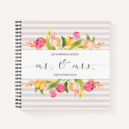 Cuaderno Elegante Floral Sr. y Sra. Boda Guestbook Notebook