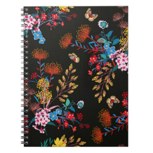 Cuaderno Elegante florecimiento Jardín floral y mariposas e