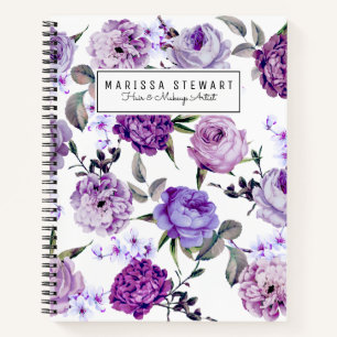 Cuaderno Elegante Flores violeta de Lilac púrpura